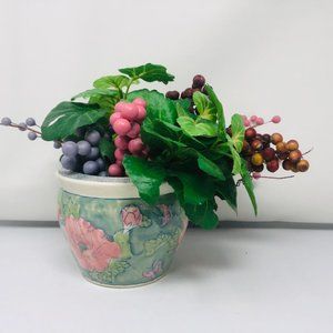 Oriental Flower Celedon/Pink Pot Plant Flower/Floral Arrangement Berries Twigs